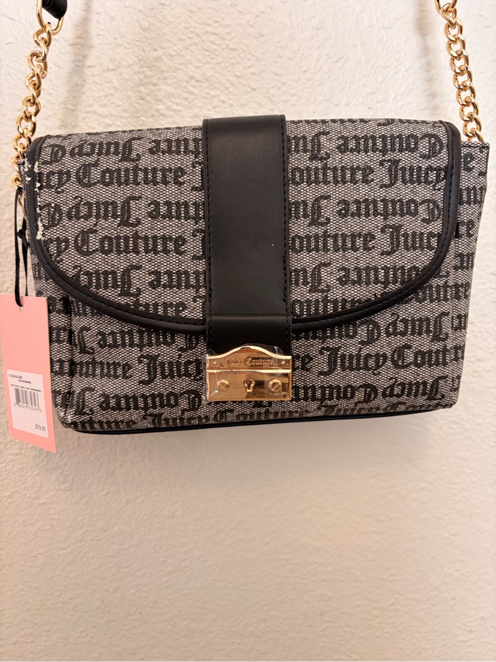 Juicy Couture Black & Gray Signature Logo Crossbody with Gold Hardware
